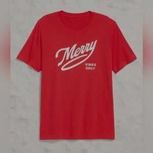 Merry Vibes Only Red Graphic Tee - Men's Casual Shirt